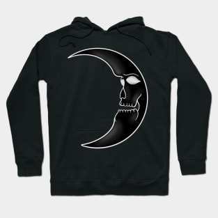 Skull Face Crescent Moon Gothic Tattoo Design Hoodie